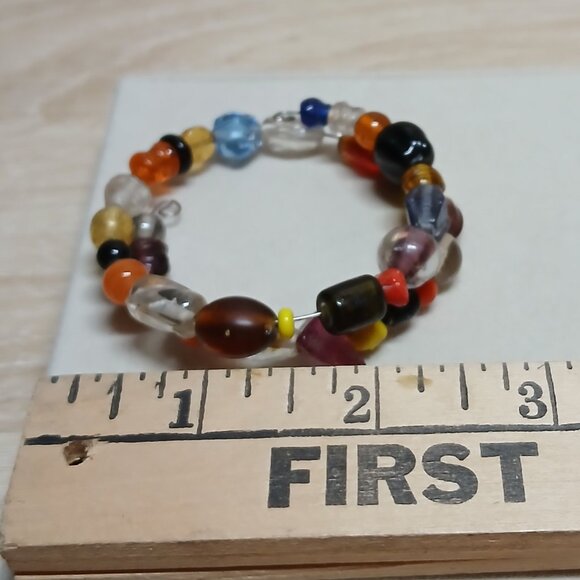 Hand Crafted Colorful Glass Beaded Silver Tone Bracelet Fashion Jewelry #36 - Picture 3 of 9